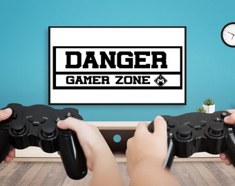 Danger Gamer Zone Wall Decal,Game Wall Art,Best Gamer Wall Sticker,Vinyl Letter,Video Game Wall Decal,Gaming Wall Decor,Window StickerGE0098