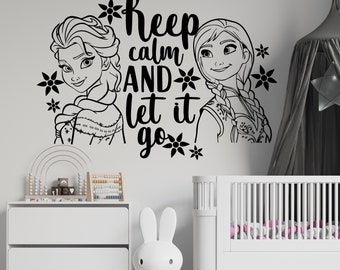 Personalized Wall Sticker, Custom Vinyl Decal Elsa Anna Queen, Princess Elsa Decal,Frozen Elsa and Anna Decal, Kids Bedroom Art Decor NU0005