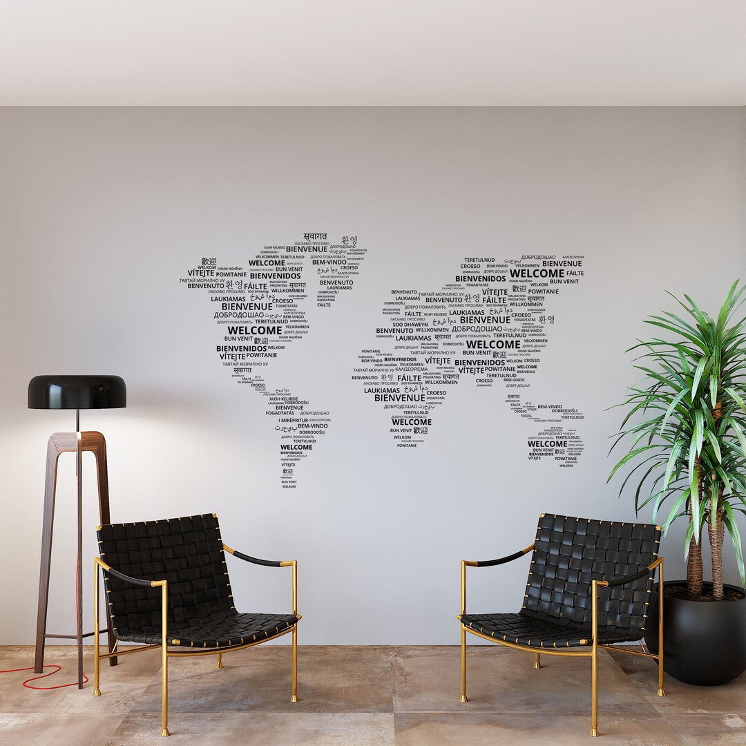 World Wall Decal,travel Map Center Wall Art,travel Wall Sticker,world