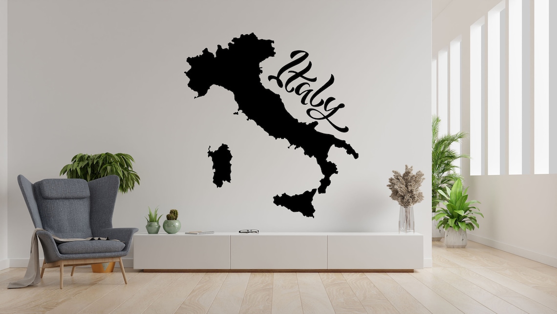 Italy Map Wall Decal Wall Decalrome Wall Artitaly Wall Etsy