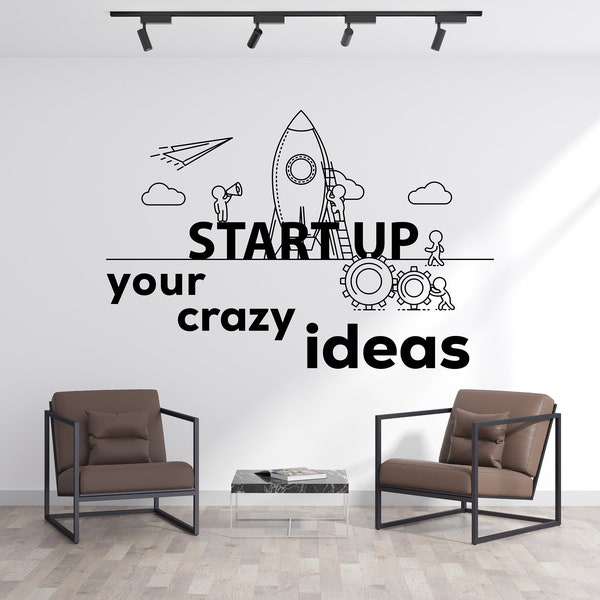 Start up Wall Decal,Office Wall Art,Team work Quote,Wall Sticker,Vinyl Letter,Office Decal,Motivation,Office Poster,Work Decor TEW0002