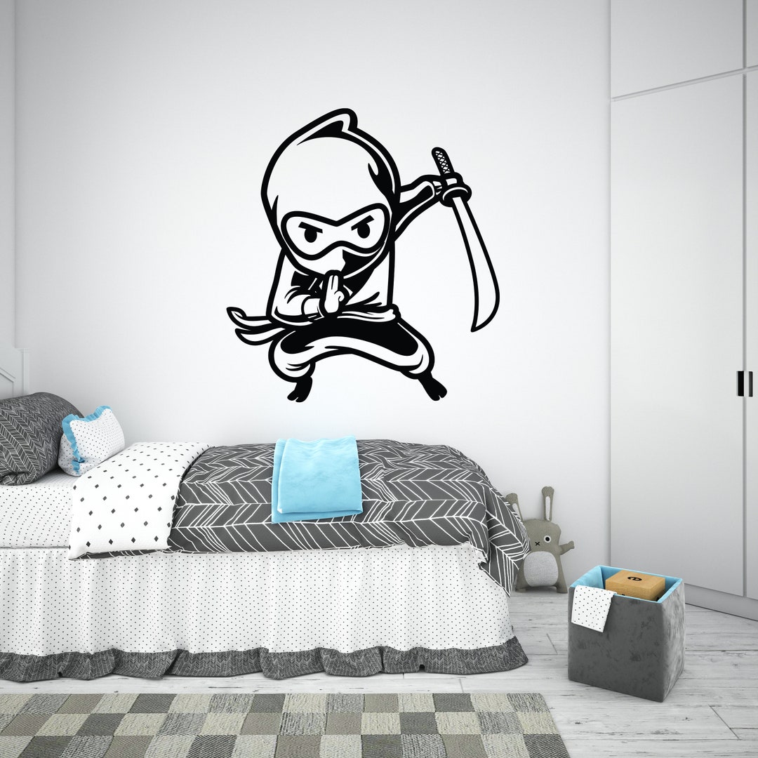 Ninja Wall Decal,ninja Wall Art,knife Wall Sticker,ninja Personalized