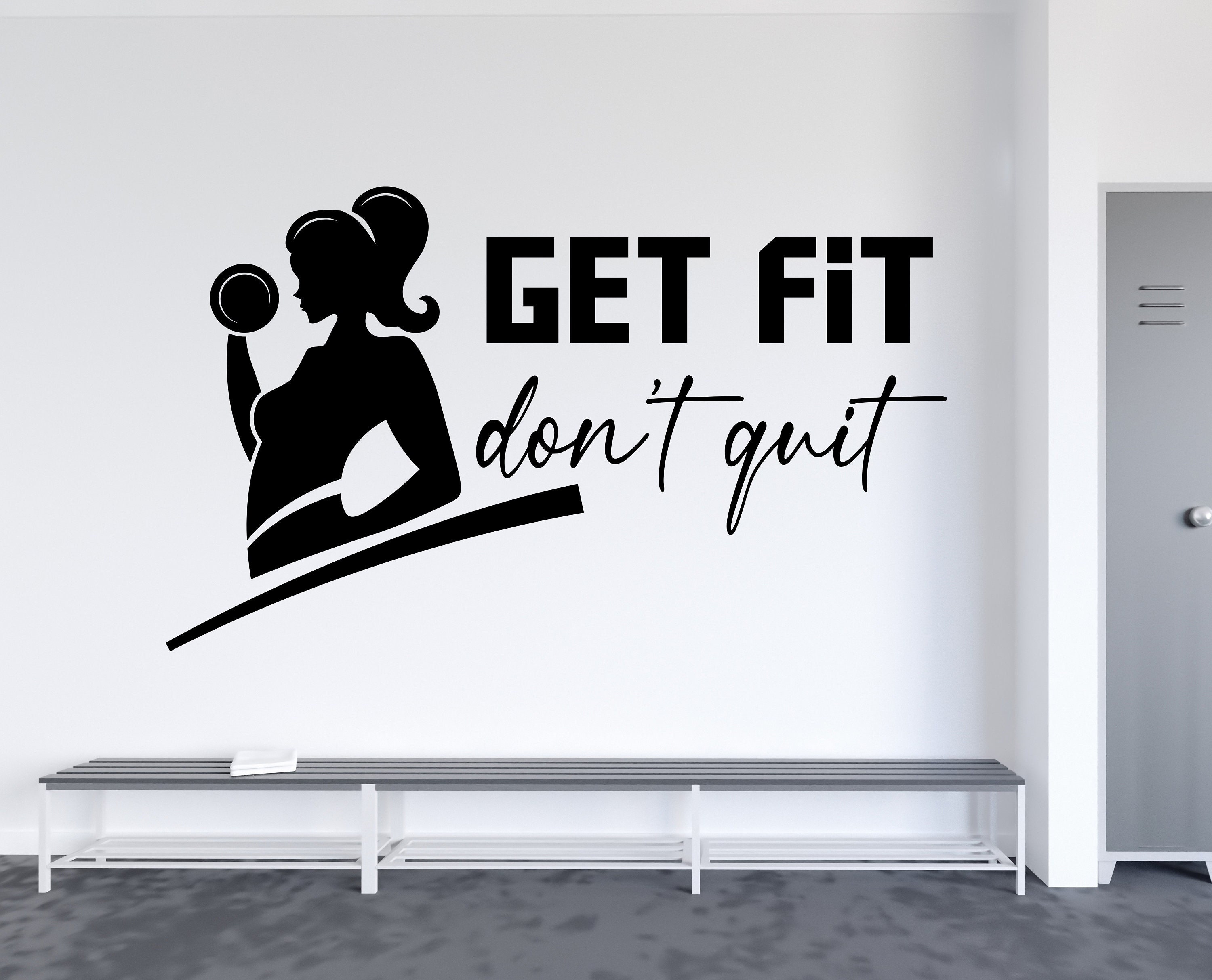 Get Fit Dont Quit Wall Decal Fitness Wall Decal Fitness Wall Decal Gym Wall  Sticker Motivation Quotes Gym Wall Sticker GYM Quotes GMY0036 