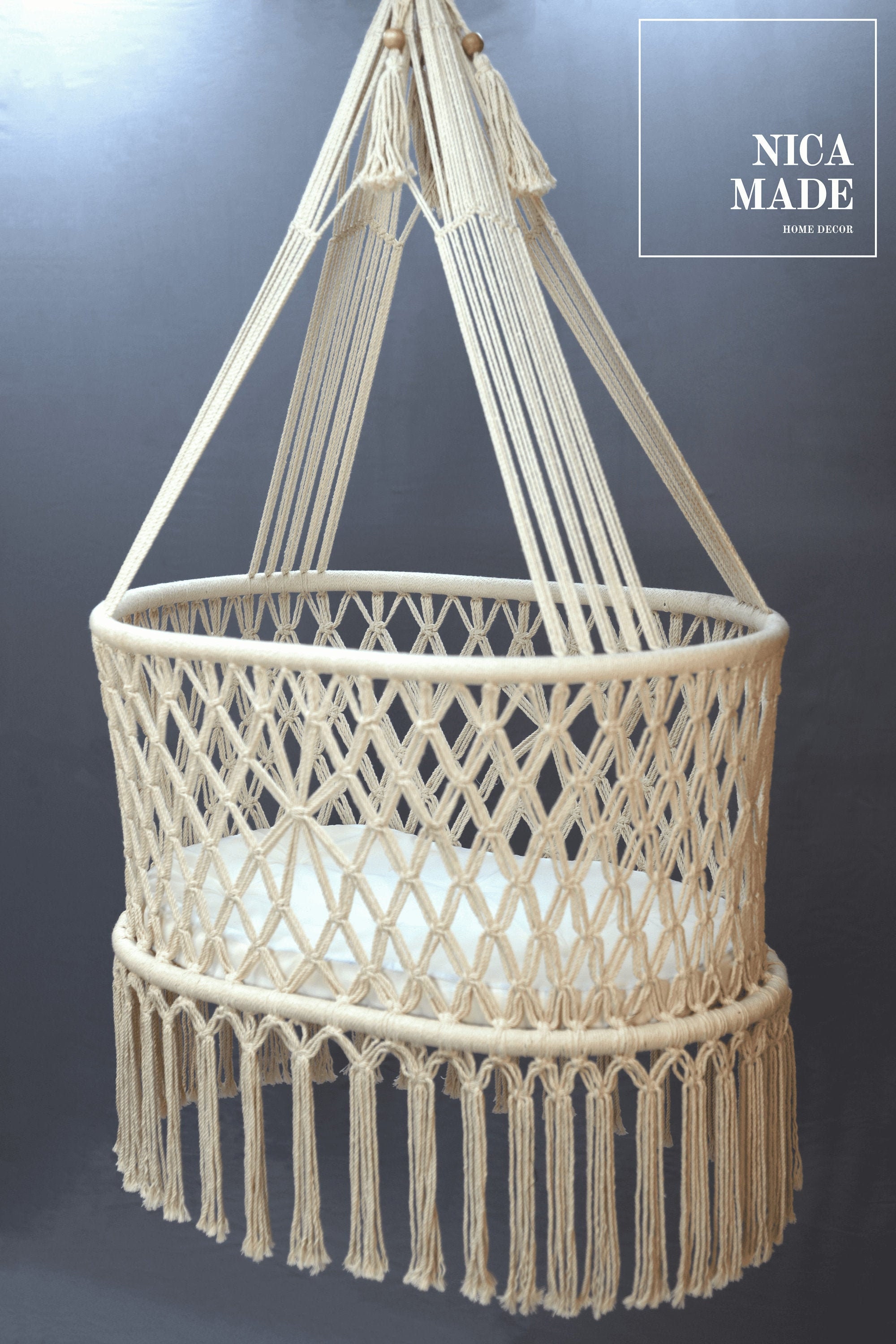 Hanging Macrame Crib Cuna de Macrame Boho Baby Etsy