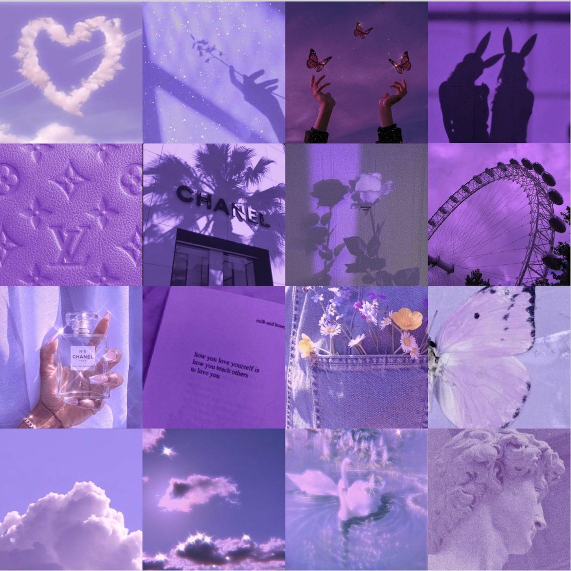 Purple Aesthetic Wall Collage Kit, Lila Ästhetische Collage Luxus