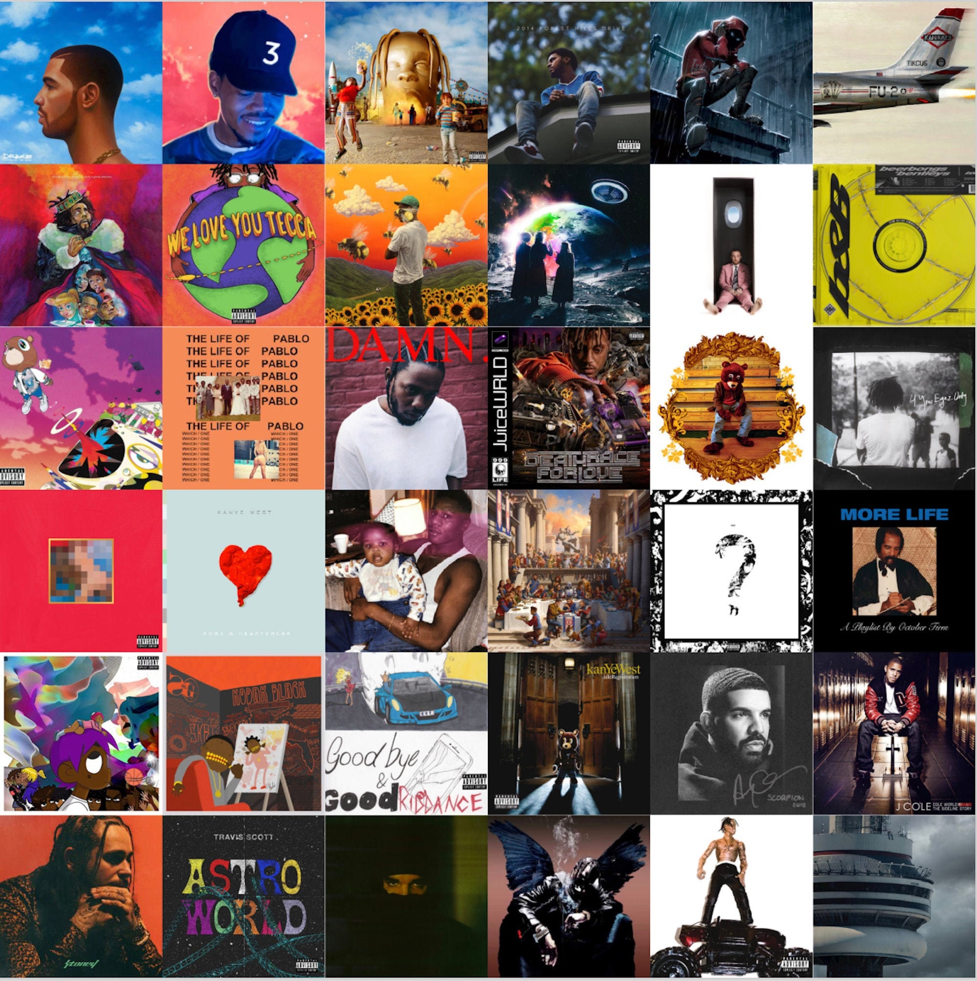 80 Rap Album Cover Wall Collage Digital Premeasured in PDF Etsy