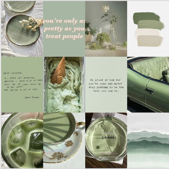 Sage Green/matcha Green Wall Collage Kit Sage Aesthetic - Etsy