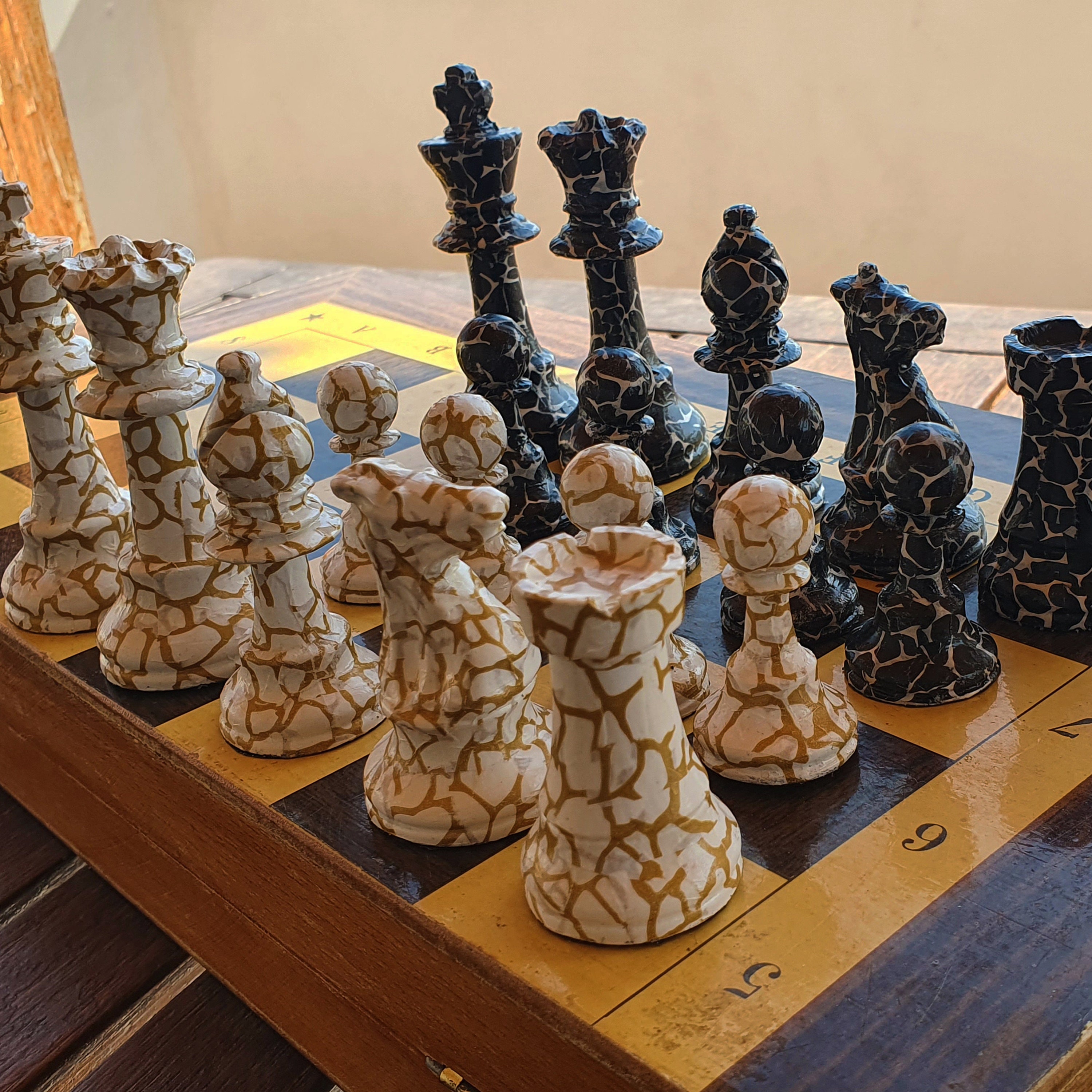 Pair of Black 6 Ceramic Chess Pieces Castles Rooks 