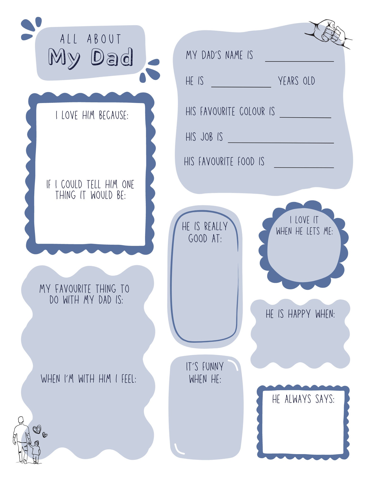 All About Dad Father's Day Printable - Personalized Father's Day Gift ...