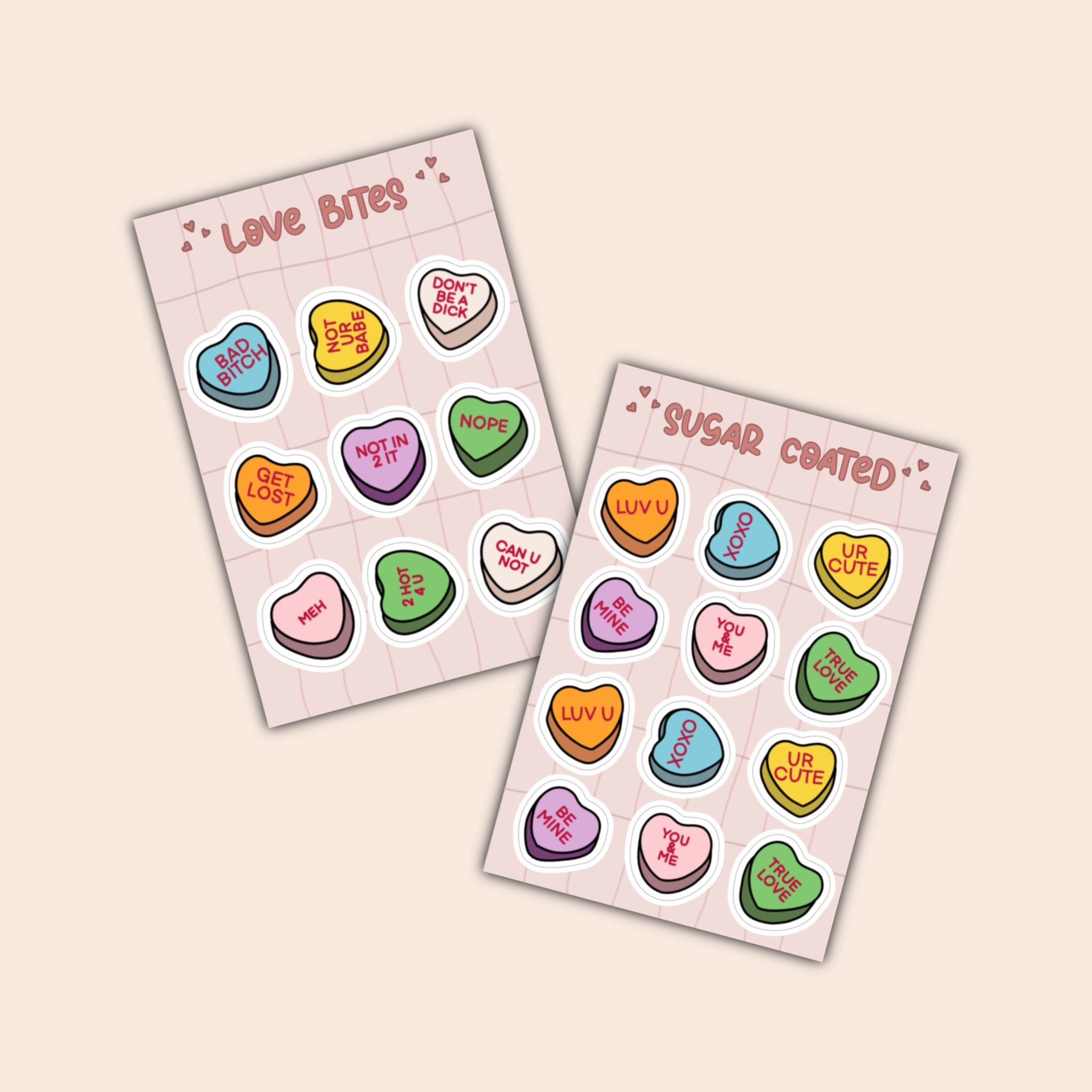Conversation Heart Sticker Sheet Matte Vinyl Stickers for Etsy