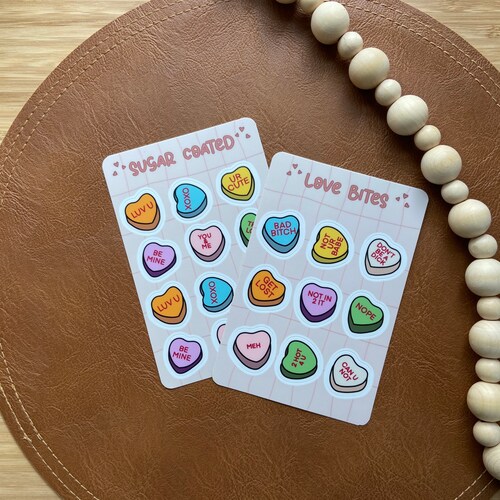 Conversation Heart Sticker Sheet Matte Vinyl Stickers for Etsy