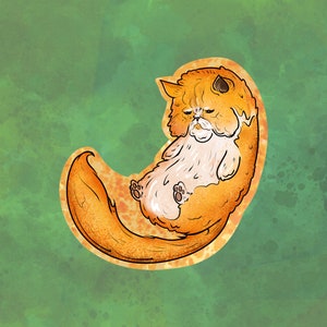 Cheeto Cat Glossy Vinyl Sticker - Cute Sticker for Laptop, Water Bottle, Skateboard, Phone - Cute Chonky Kawaii