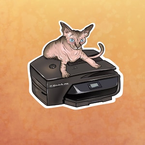 HP Cat Glossy Vinyl Sticker - Cute Sticker for Laptop, Water Bottle, Skateboard, Phone - Cute Chonky Kawaii