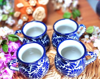 Original Mexican Talavera 4 pieces set tradicional cantarito jarrito w handle handmade coffee mug hot chocolate barro jarra café gift olla