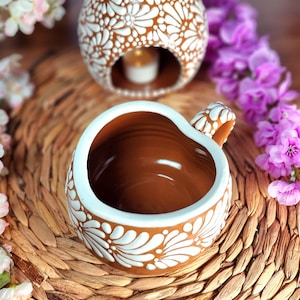 Original Mexican Talavera heart mug jumbo coffee 600ml hot chocolate handmade talavera taza corazón barro gift for her coquette home decor