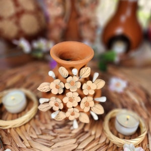 Embroidery 3d Clay Vase Decor Mexican flowers embroidery pottery Barro bordado home decor jarrón florero México 5in tall Fall gifts  gift