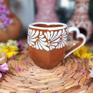 Original Mexican Talavera heart coffee mug 290ml  handmade made in Mexico taza corazón Christmas gifts for her coquette LIMITED edition