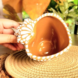 Original Mexican Talavera heart mug coffee 290ml handmade Handpainted talavera taza corazón barro gift for her coquette home decor image 4