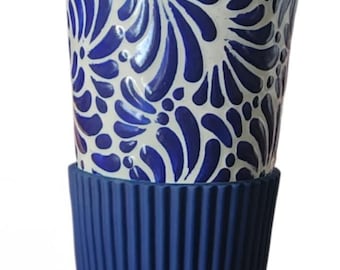 Talavera Blue tumbler travel mug lid coffee 450ml limited edition termo birthday gift for her coquette kitchen home