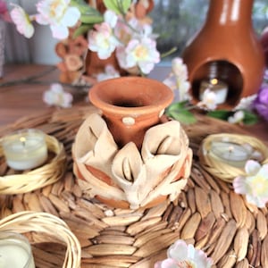Rustic Hand sculpted vase clay decor Mexican flowers embroidery pottery carved Mexico Barro bordado handmade home gift jarrón florero México