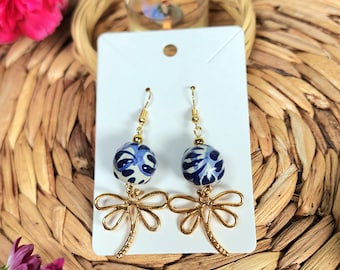 Original Mexican Talavera earrings libélula unique edition handpainted handmade talavera jewelry Mexico mother's Day gift for her aretes