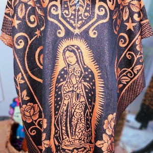 Mexican shining woven gaban Virgen de Guadalupe Gaban sparkle mañanita Our Lady of Guadalupe poncho handmade overcoat virgencita con brillo