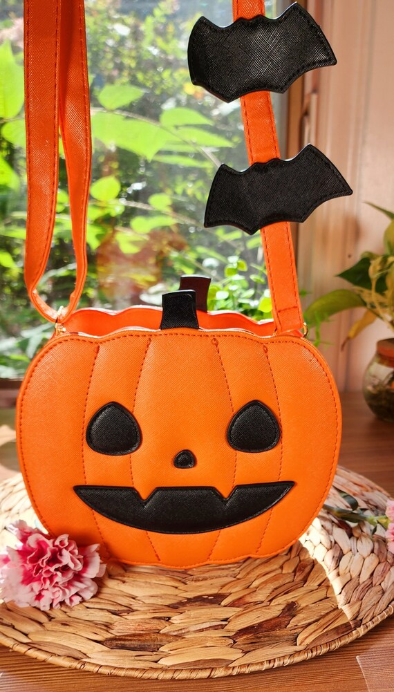Vegan Leather Bag for Halloween Pumpkin Bag Crossbody Bag Trick