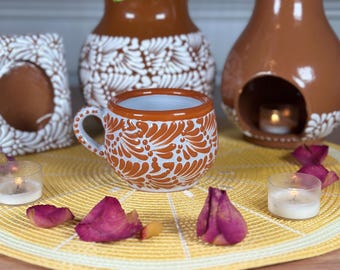 Original Mexican Talavera coffee mug handpainted kitchen home decor taza chocolatera Valentine's Day gift for her Barro vase chocolate 8oz