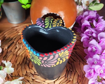 Mexican Talavera heart coffee mug limited edition 300ml  handmade made in Mexico talavera taza en forma de corazón barro autumn fall gif
