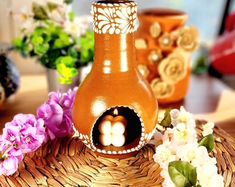 Mexican Talavera LIMITED EDITION Chimney Brown and White Mini