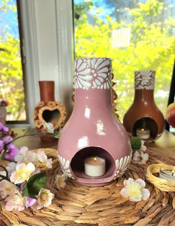 Original Mexican Chimney Talavera Pink CREPE LIMITED EDITION Brown