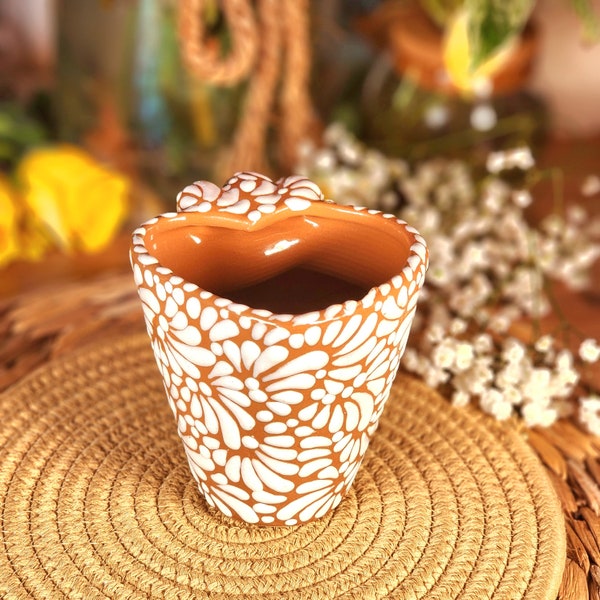Original Mexican Talavera heart mug coffee 290ml  handmade Handpainted talavera taza corazón barro gift for her coquette home decor
