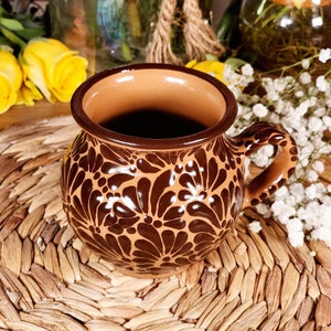 Original Mexican Talavera coffee mug  tradicional cantarito jarrito with handle handmade coffee hot chocolate mug barro jarra café gift 13oz