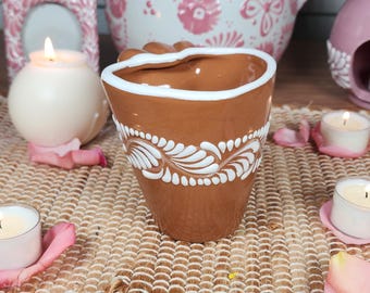 Mexican Talavera heart mug coffee 290ml  handmade Handpainted talavera taza corazón barro autumn fall gift for her coquette home decor
