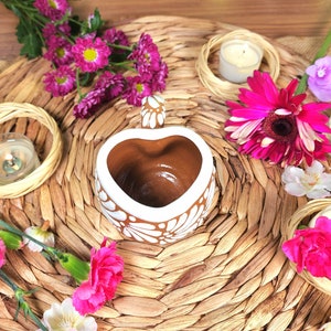 Original Mexican Talavera Heart espresso coffee mug 150ml Brown handmade limited edition taza corazón Father's Day gift for her home decor