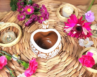 Original Mexican Talavera Heart espresso coffee mug 150ml Brown handmade limited edition taza corazón Father's Day gift for her home decor