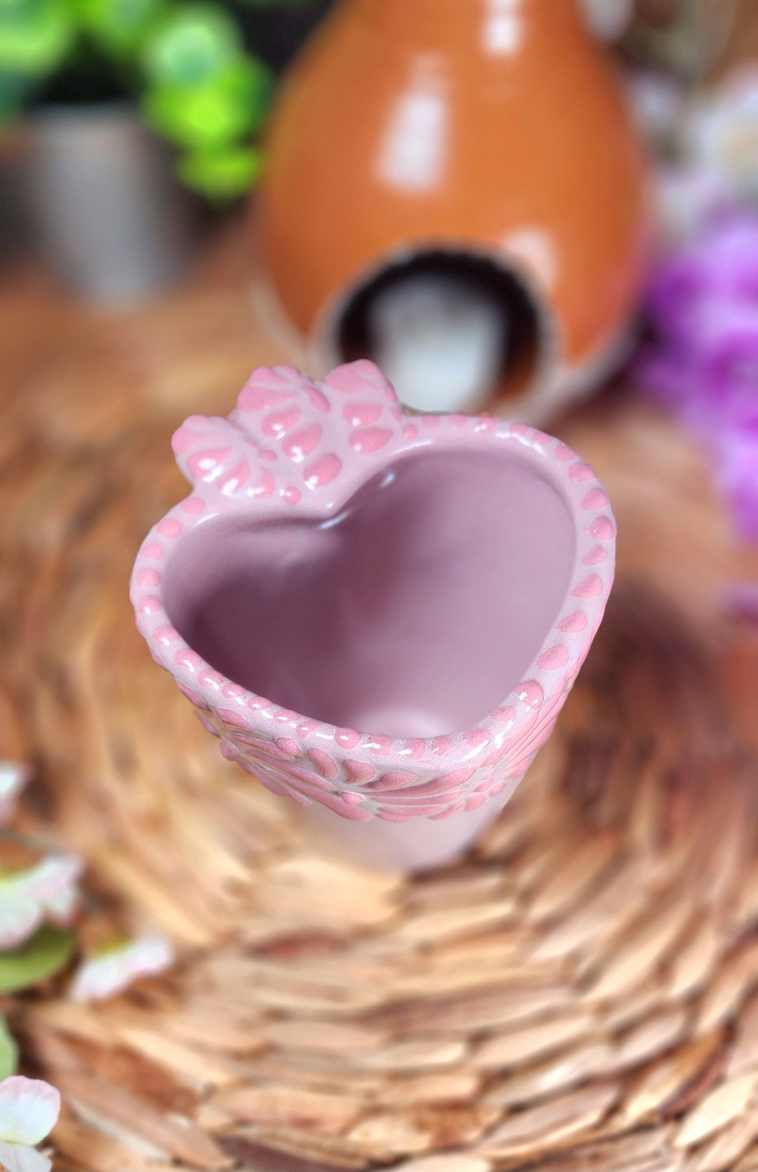 Original Mexican Talavera Pink Heart Coffee Mug 290ml Handmade Talavera ...