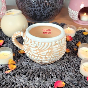 Original Mexican Talavera melón coffee mug 8oz handmade handpainted talavera taza chocolatera birthday gift gift for her Barro vase coquette
