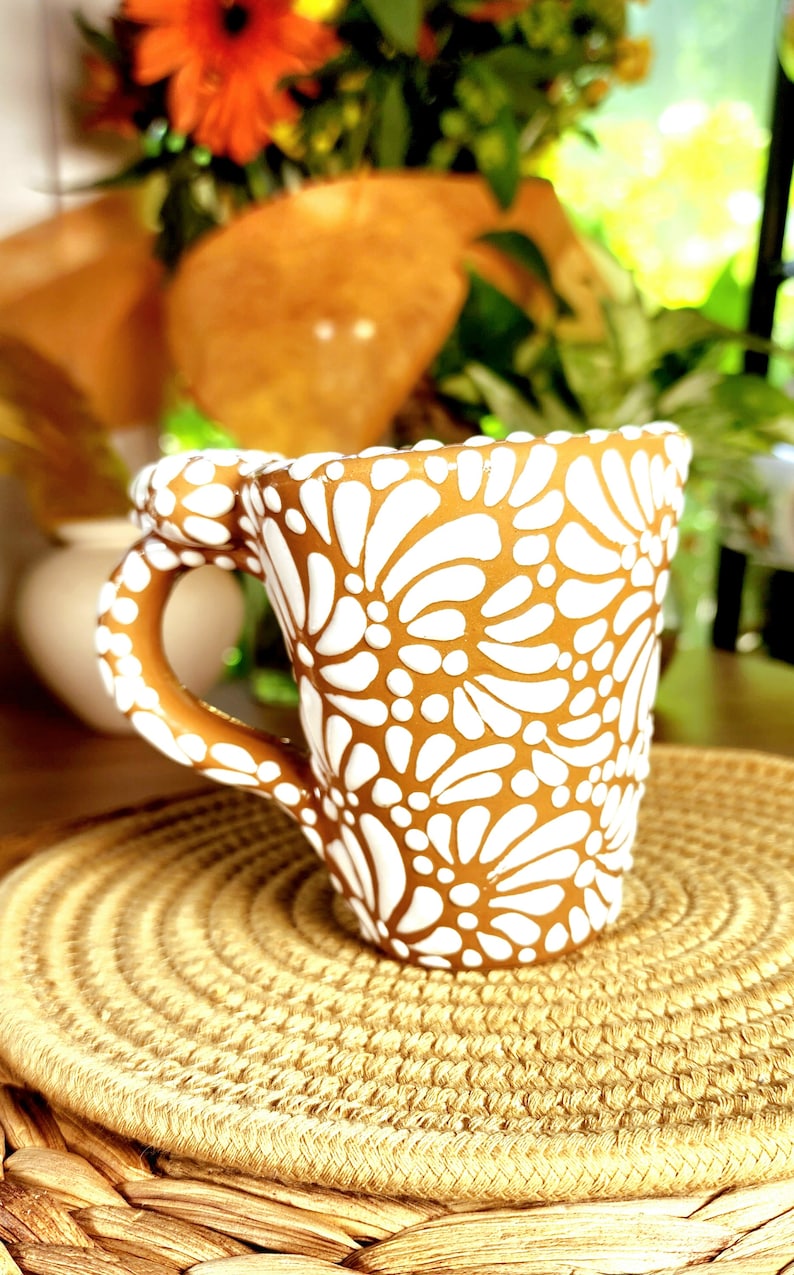 Original Mexican Talavera heart mug coffee 290ml handmade Handpainted talavera taza corazón barro gift for her coquette home decor image 5