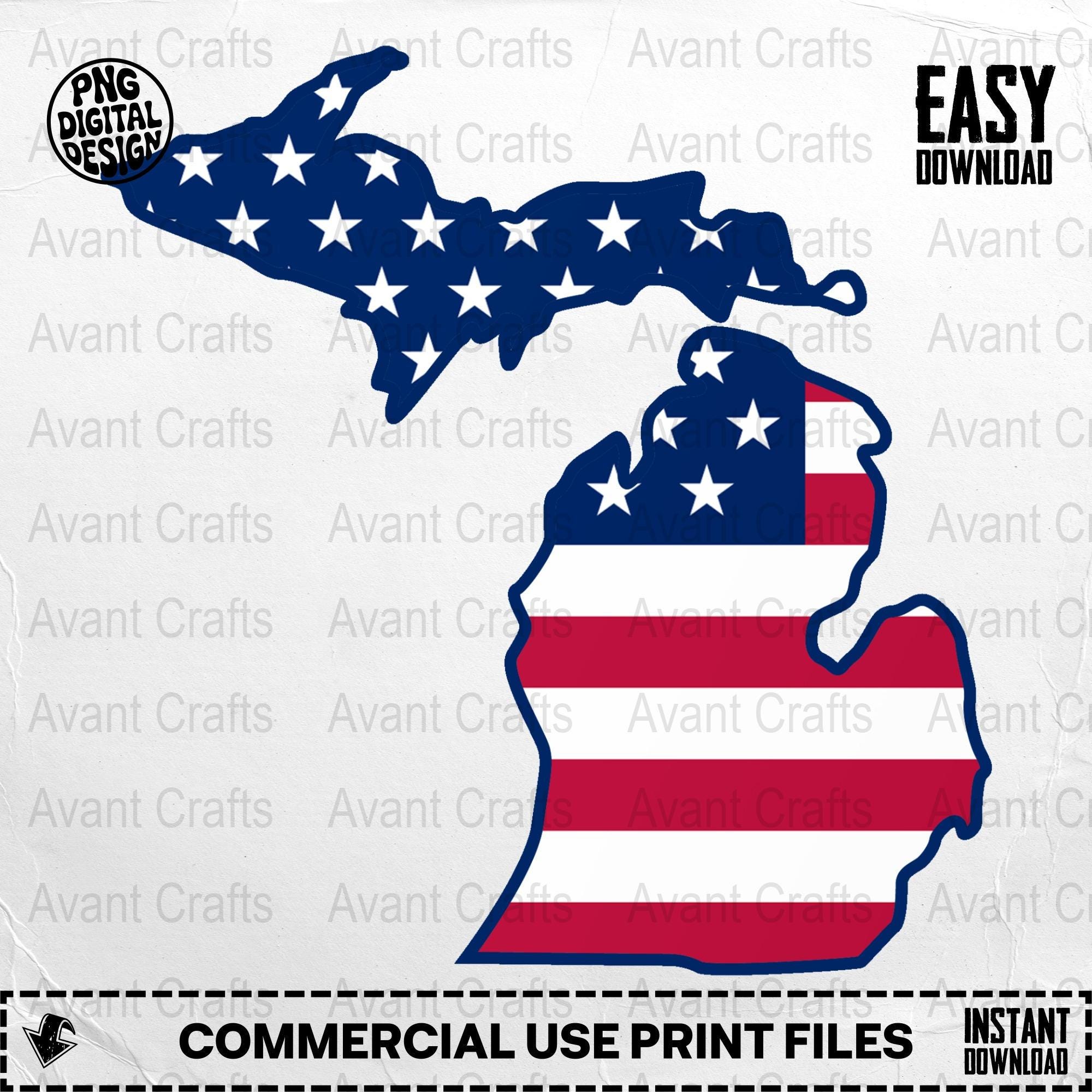 Michigan State US Flag Digital File Download Jpeg, Png, Pdf - Etsy