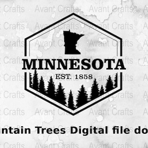 Minnesota State Mountain Trees Digital file download svg, png, pdf