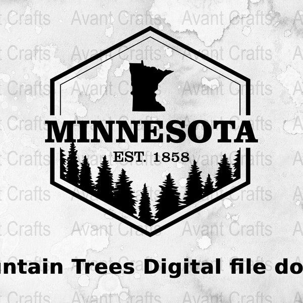 Minnesota State Mountain Trees Digital file download svg, png, pdf