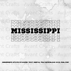 Mississippi State Stacked Text digital file download svg, png, pdf