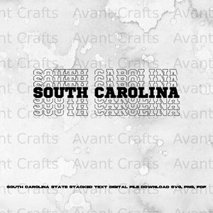 South Carolina State Stacked Text digital file download svg, png, pdf