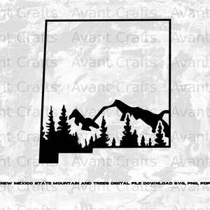 New Mexico State Mountain and Trees digital file download svg, png, pdf