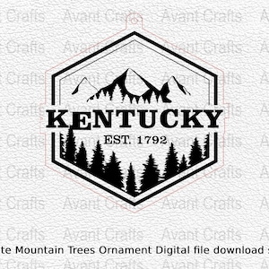 Kentucky State Mountain Trees Ornament Digital file download svg, png, pdf