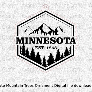 Minnesota State Mountain Trees Ornament Digital file download svg, png, pdf