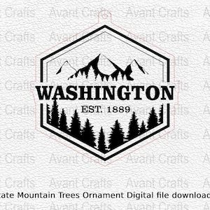Washington State Mountain Trees Ornament Digital file download svg, png, pdf