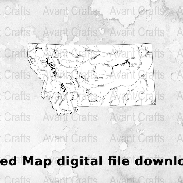 Montana - Detailed Map digital file download svg, png, pdf