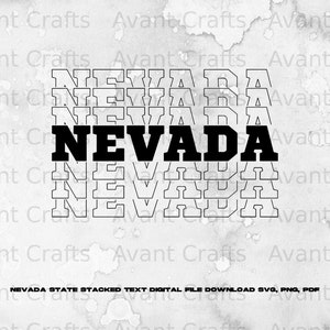 Nevada State Stacked Text digital file download svg, png, pdf
